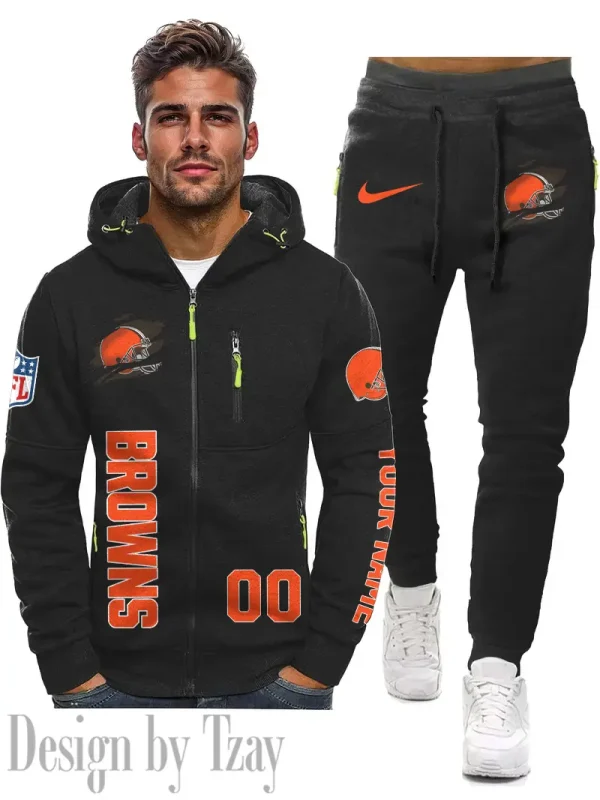 Cleveland Browns 2D Zipper Hoodie And Jogger Spring Autumn Fashion 2025 SPTM2DZHAJ292 - Image 3