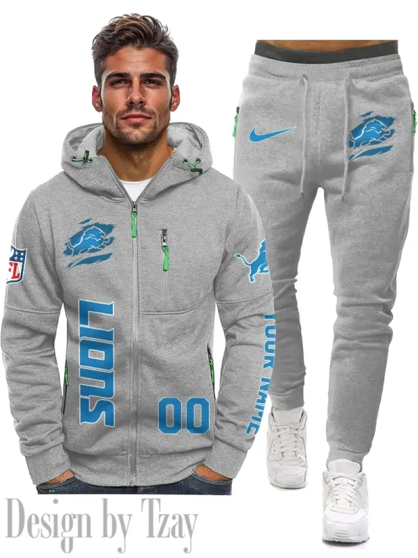 Detroit Lions 2D Zipper Hoodie And Jogger Spring Autumn Fashion 2025 SPTM2DZHAJ295 - Image 2