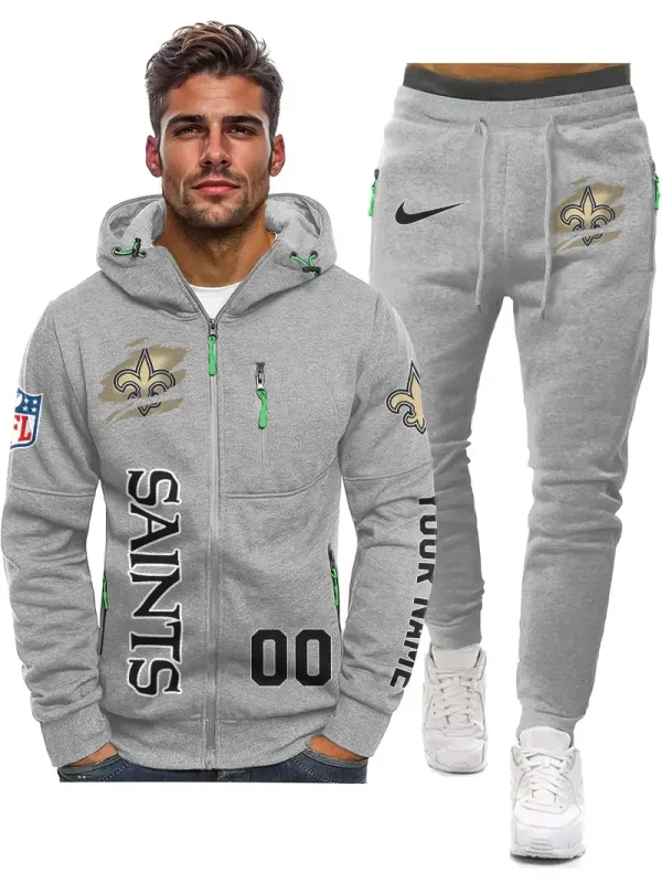 New Orleans Saints 2D Zipper Hoodie And Jogger Spring Autumn Fashion 2025 SPTM2DZHAJ307 - Image 2