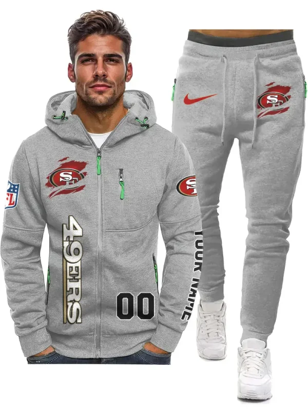San Francisco 49ers 2D Zipper Hoodie And Jogger Spring Autumn Fashion 2025 SPTM2DZHAJ312