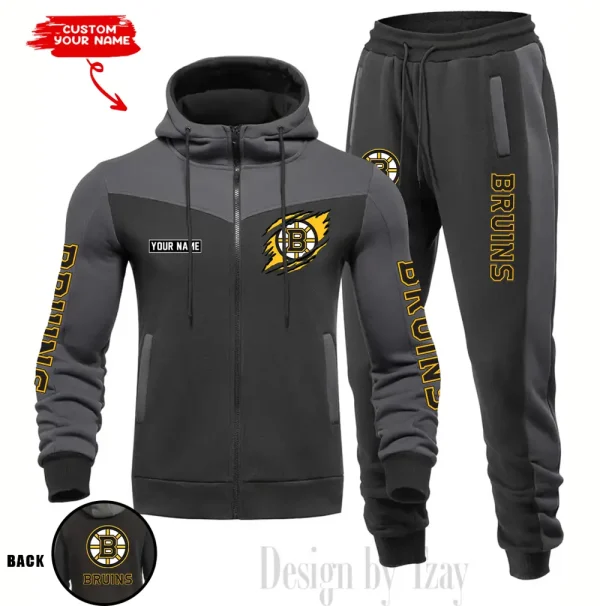 Boston Bruins NHL Men's Tracksuit Hooded Zipper Fashion Casual Sports SPTMTHZFCS066 - Image 3