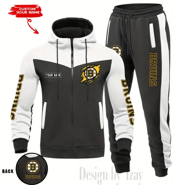 Boston Bruins NHL Men's Tracksuit Hooded Zipper Fashion Casual Sports SPTMTHZFCS066 - Image 5