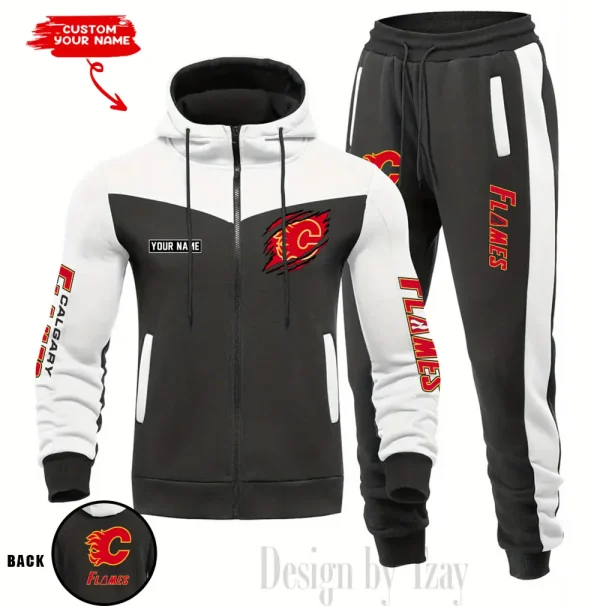 Calgary Flames NHL Men's Tracksuit Hooded Zipper Fashion Casual Sports SPTMTHZFCS068 - Image 5