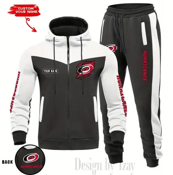 Carolina Hurricanes  NHL Men's Tracksuit Hooded Zipper Fashion Casual Sports SPTMTHZFCS069 - Image 2