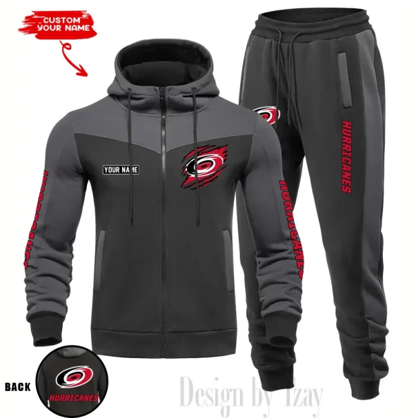 Carolina Hurricanes  NHL Men's Tracksuit Hooded Zipper Fashion Casual Sports SPTMTHZFCS069 - Image 3