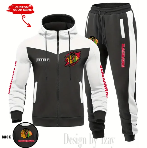 Chicago Blackhawks NHL Men's Tracksuit Hooded Zipper Fashion Casual Sports SPTMTHZFCS070 - Image 5