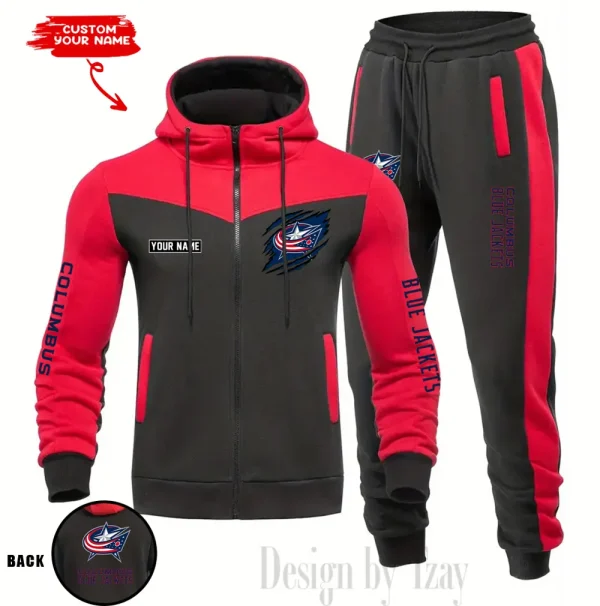 Columbus Blue Jackets NHL Men's Tracksuit Hooded Zipper Fashion Casual Sports SPTMTHZFCS072 - Image 2