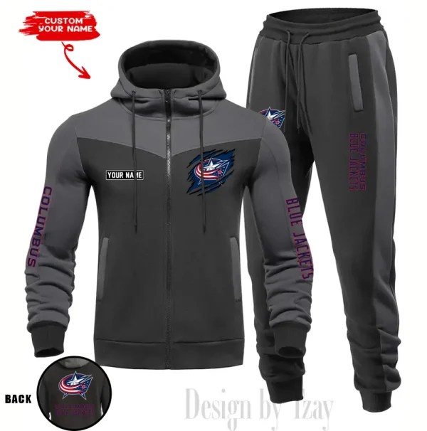 Columbus Blue Jackets NHL Men's Tracksuit Hooded Zipper Fashion Casual Sports SPTMTHZFCS072 - Image 3
