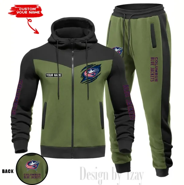 Columbus Blue Jackets NHL Men's Tracksuit Hooded Zipper Fashion Casual Sports SPTMTHZFCS072 - Image 4