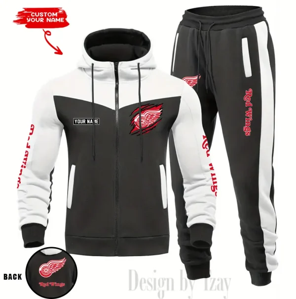 Detroit Red Wings  NHL Men's Tracksuit Hooded Zipper Fashion Casual Sports SPTMTHZFCS074 - Image 2