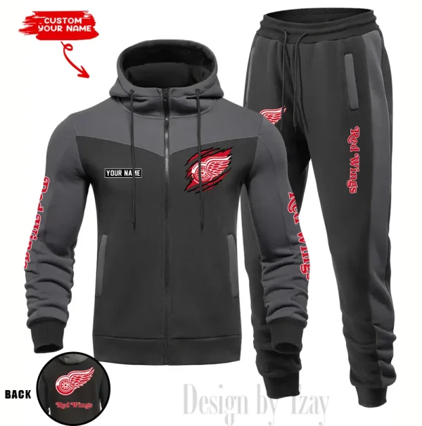 Detroit Red Wings  NHL Men's Tracksuit Hooded Zipper Fashion Casual Sports SPTMTHZFCS074 - Image 3