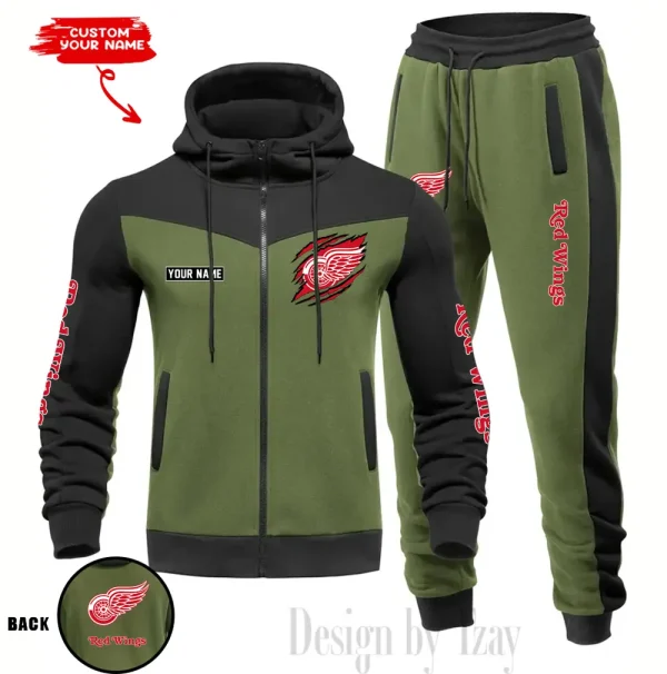 Detroit Red Wings  NHL Men's Tracksuit Hooded Zipper Fashion Casual Sports SPTMTHZFCS074 - Image 4