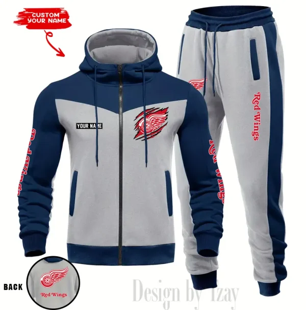 Detroit Red Wings  NHL Men's Tracksuit Hooded Zipper Fashion Casual Sports SPTMTHZFCS074 - Image 5