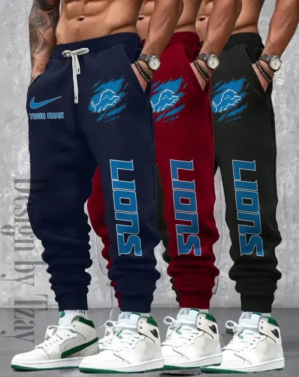 Detroit Lions Men 2D Fashion Jogging Pants Casual BGJGPSP357