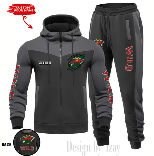Minnesota Wild NHL Men's Tracksuit Hooded Zipper Fashion Casual Sports SPTMTHZFCS078 - Image 3