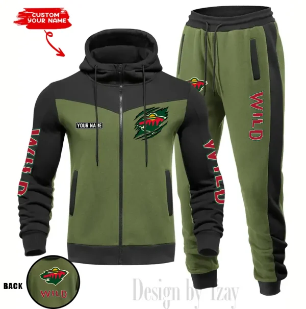 Minnesota Wild NHL Men's Tracksuit Hooded Zipper Fashion Casual Sports SPTMTHZFCS078 - Image 4