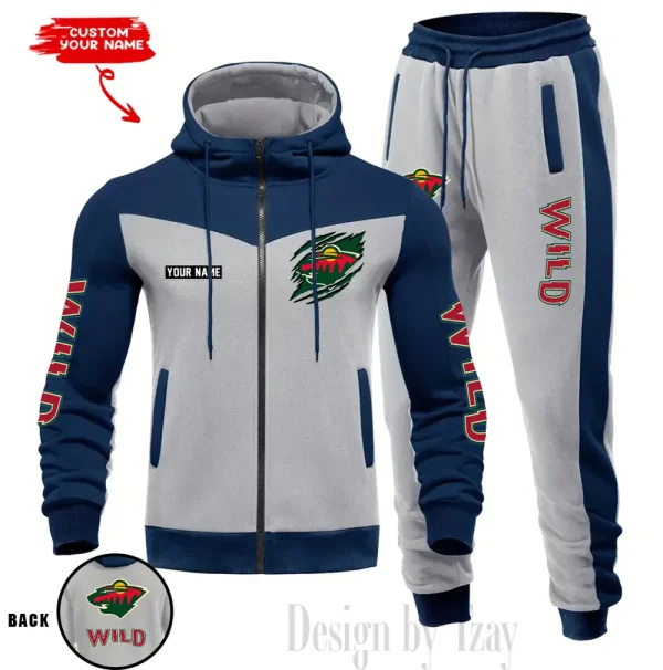 Minnesota Wild NHL Men's Tracksuit Hooded Zipper Fashion Casual Sports SPTMTHZFCS078 - Image 5