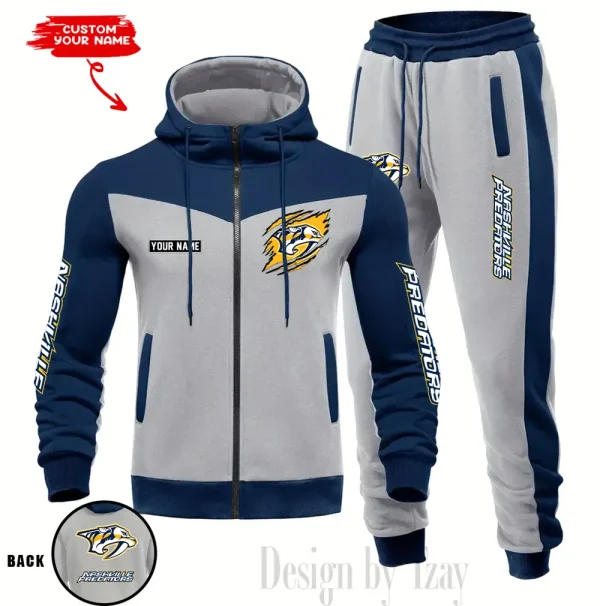 Nashville Predators NHL Men's Tracksuit Hooded Zipper Fashion Casual Sports SPTMTHZFCS080 - Image 5