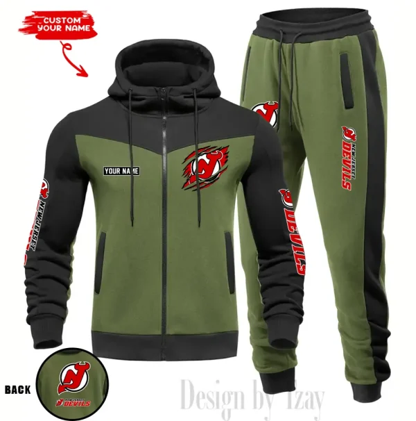 New Jersey Devils NHL Men's Tracksuit Hooded Zipper Fashion Casual Sports SPTMTHZFCS081 - Image 4