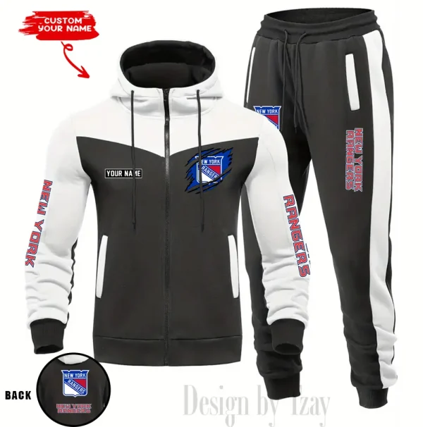 New York Rangers NHL Men's Tracksuit Hooded Zipper Fashion Casual Sports SPTMTHZFCS083