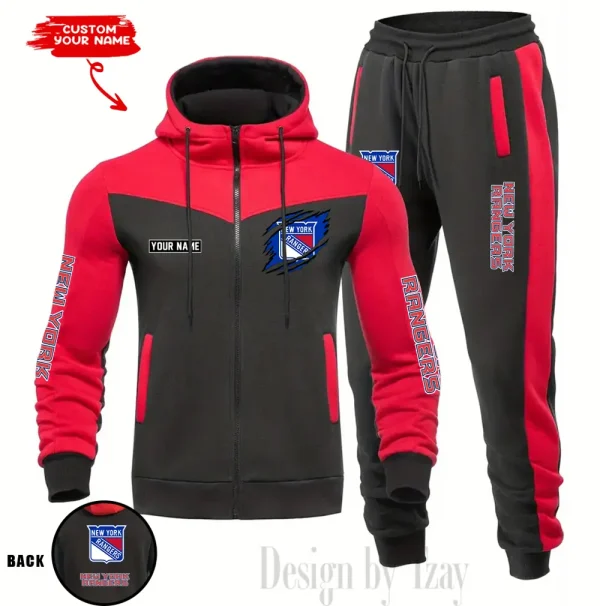 New York Rangers NHL Men's Tracksuit Hooded Zipper Fashion Casual Sports SPTMTHZFCS083 - Image 2