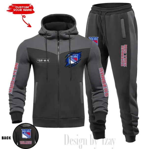 New York Rangers NHL Men's Tracksuit Hooded Zipper Fashion Casual Sports SPTMTHZFCS083 - Image 3