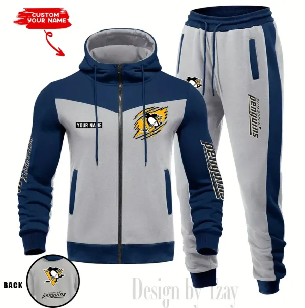 Pittsburgh Penguins NHL Men's Tracksuit Hooded Zipper Fashion Casual Sports SPTMTHZFCS086 - Image 2