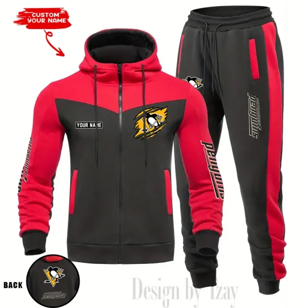 Pittsburgh Penguins NHL Men's Tracksuit Hooded Zipper Fashion Casual Sports SPTMTHZFCS086 - Image 4