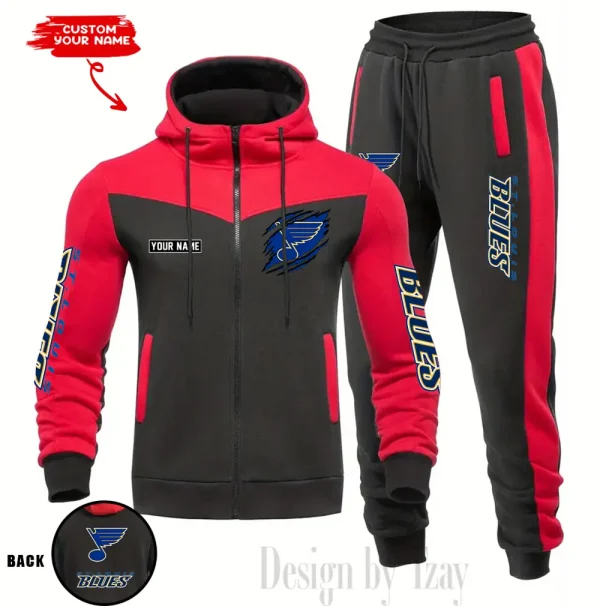 St. Louis Blues NHL Men's Tracksuit Hooded Zipper Fashion Casual Sports SPTMTHZFCS089 - Image 2