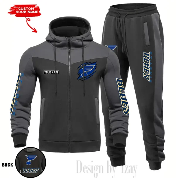 St. Louis Blues NHL Men's Tracksuit Hooded Zipper Fashion Casual Sports SPTMTHZFCS089 - Image 3