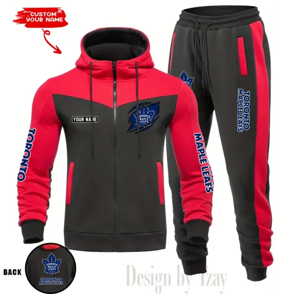 Toronto Maple Leafs NHL Men's Tracksuit Hooded Zipper Fashion Casual Sports SPTMTHZFCS091 - Image 2