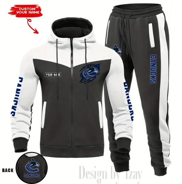 Vancouver Canucks NHL Men's Tracksuit Hooded Zipper Fashion Casual Sports SPTMTHZFCS093