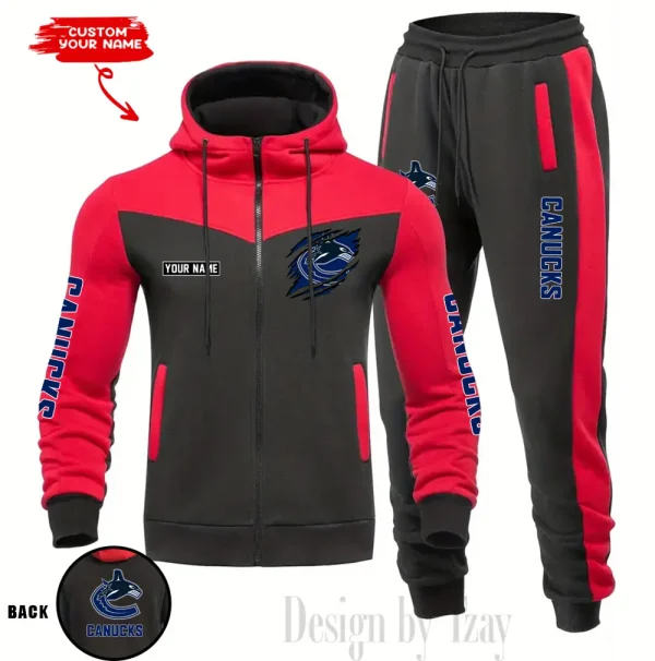 Vancouver Canucks NHL Men's Tracksuit Hooded Zipper Fashion Casual Sports SPTMTHZFCS093 - Image 2