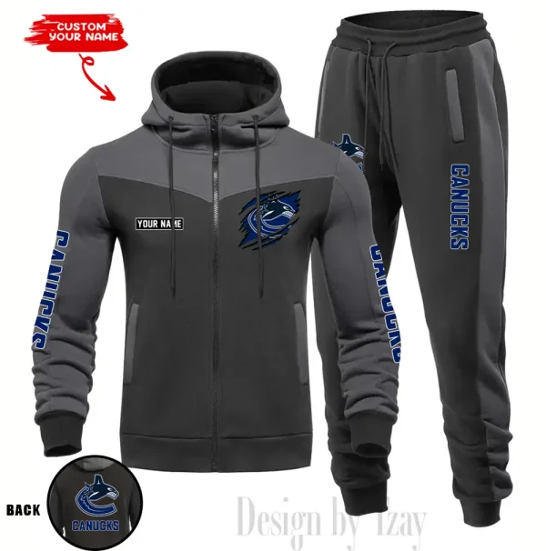 Vancouver Canucks NHL Men's Tracksuit Hooded Zipper Fashion Casual Sports SPTMTHZFCS093 - Image 3