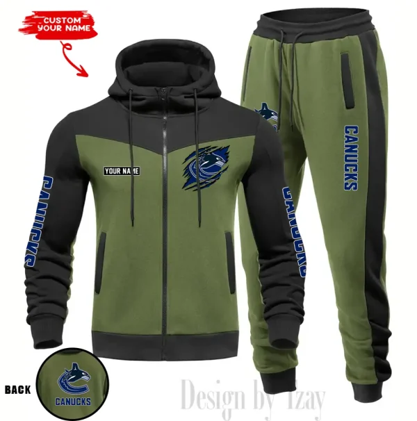 Vancouver Canucks NHL Men's Tracksuit Hooded Zipper Fashion Casual Sports SPTMTHZFCS093 - Image 4