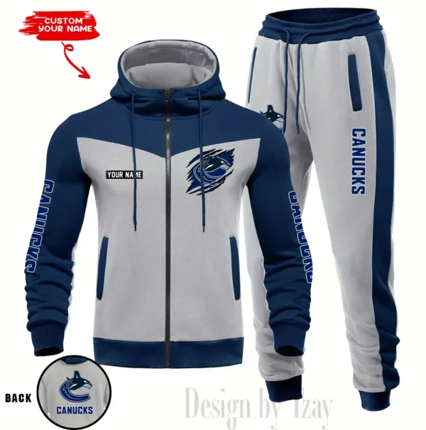 Vancouver Canucks NHL Men's Tracksuit Hooded Zipper Fashion Casual Sports SPTMTHZFCS093 - Image 5