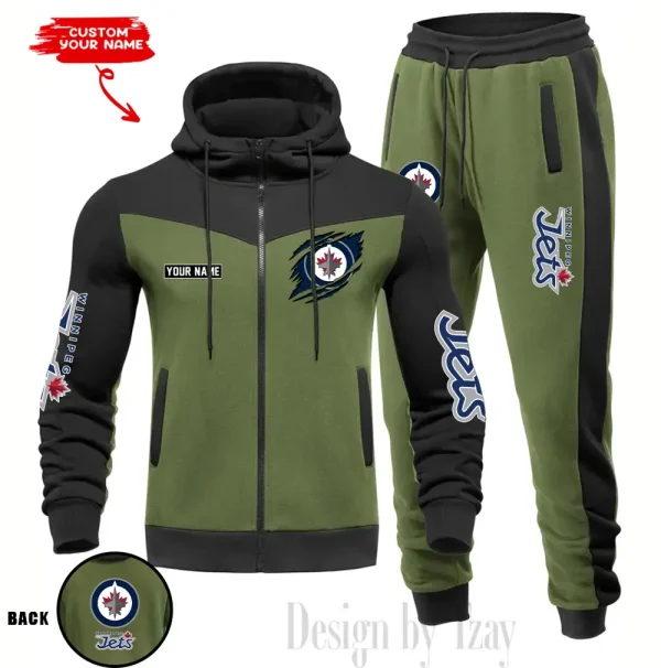 Winnipeg Jets NHL Men's Tracksuit Hooded Zipper Fashion Casual Sports SPTMTHZFCS096
