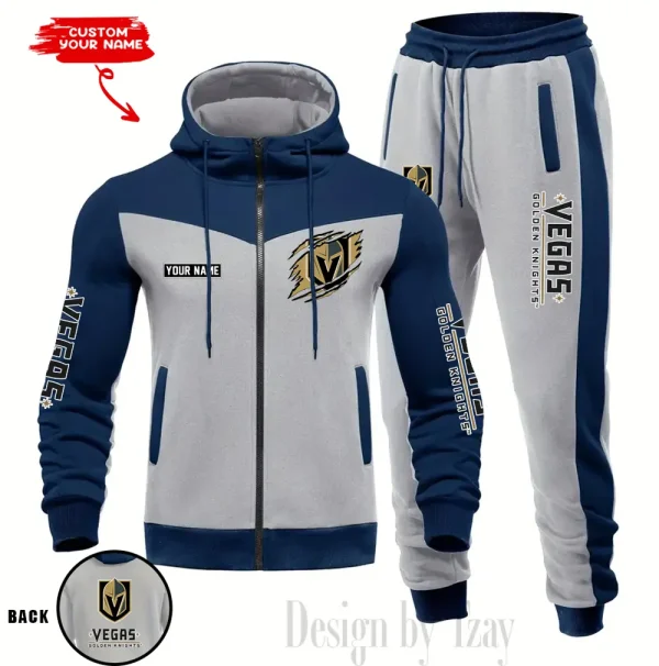 Vegas Golden Knights NHL Men's Tracksuit Hooded Zipper Fashion Casual Sports SPTMTHZFCS094 - Image 2