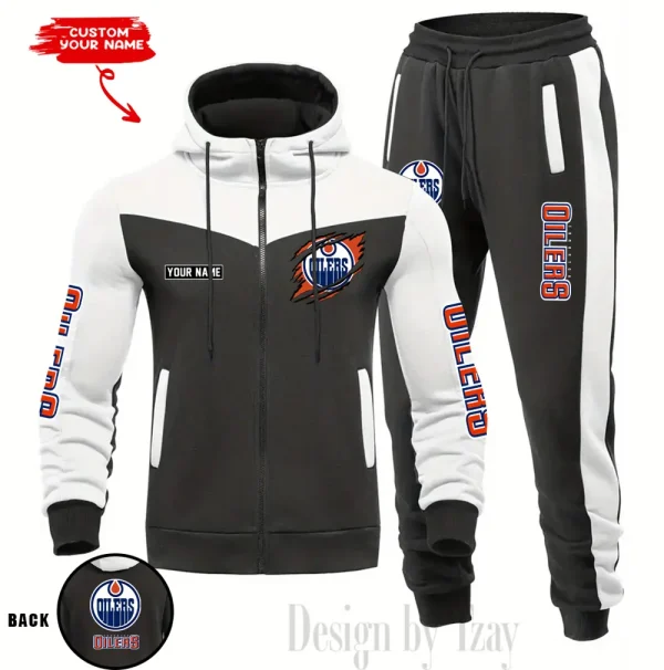 Edmonton Oilers NHL Men's Tracksuit Hooded Zipper Fashion Casual Sports SPTMTHZFCS075