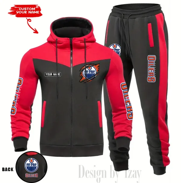 Edmonton Oilers NHL Men's Tracksuit Hooded Zipper Fashion Casual Sports SPTMTHZFCS075 - Image 2