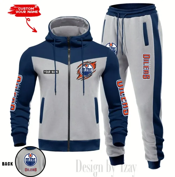 Edmonton Oilers NHL Men's Tracksuit Hooded Zipper Fashion Casual Sports SPTMTHZFCS075 - Image 5