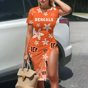 Cincinnati Bengals Women's Slit Bodycon Dress New 2025 S9SBD203