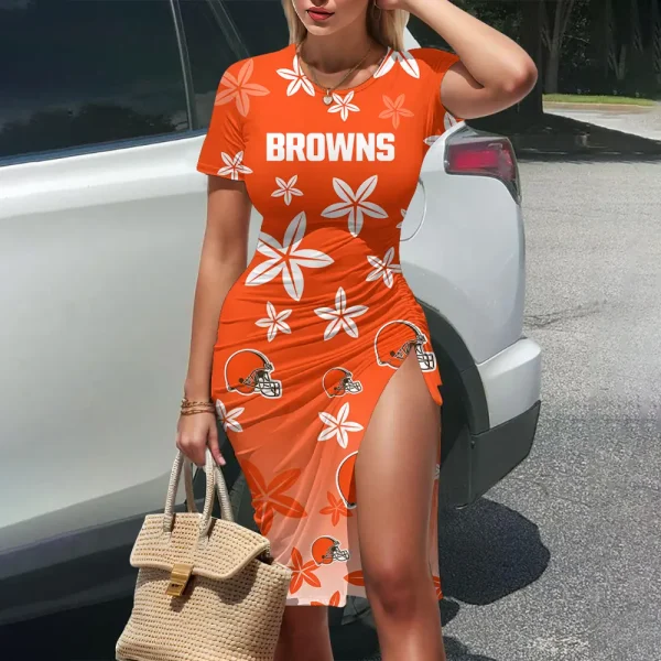 Cleveland Browns Women's Slit Bodycon Dress New 2025 S9SBD204