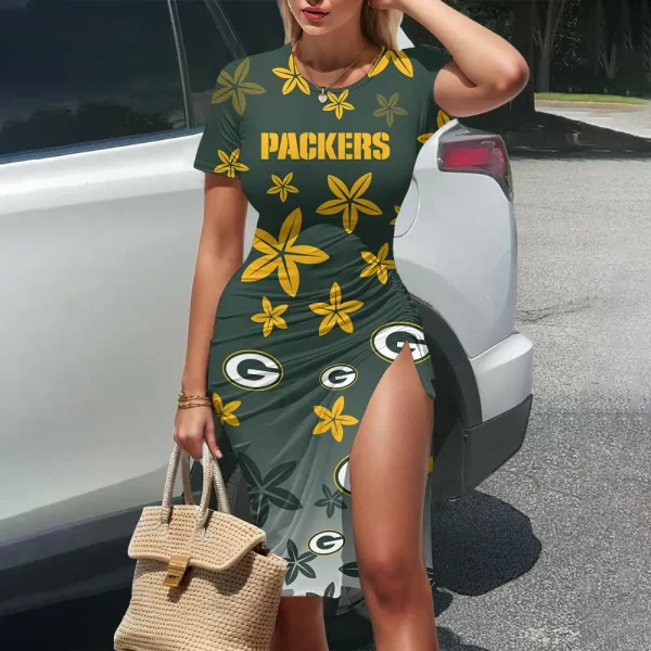 Green Bay Packers Women's Slit Bodycon Dress New 2025 S9SBD208