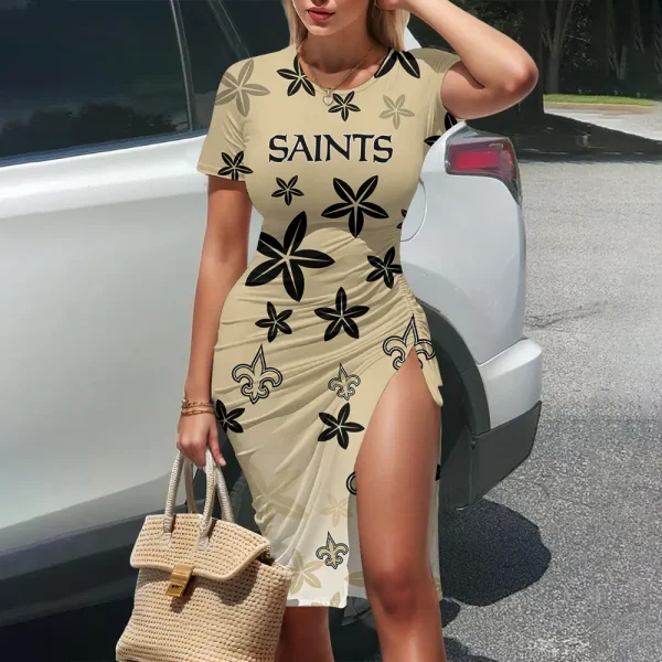 New Orleans Saints Women's Slit Bodycon Dress New 2025 S9SBD219
