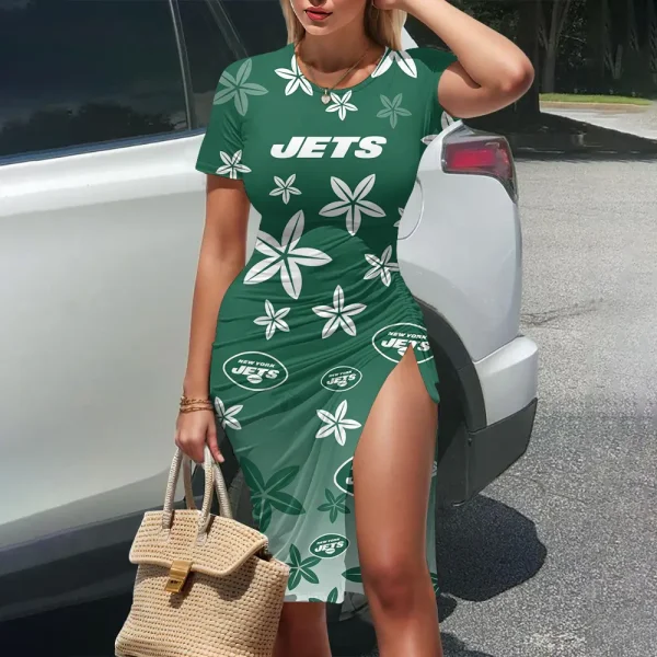 New York Jets Women's Slit Bodycon Dress New 2025 S9SBD221