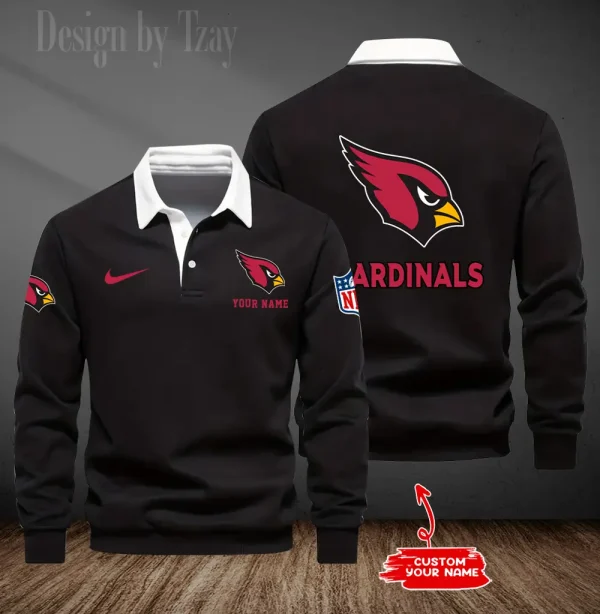 Arizona Cardinals Long Sleeve Men's Golf Polo Shirt SPTLSMGPS001