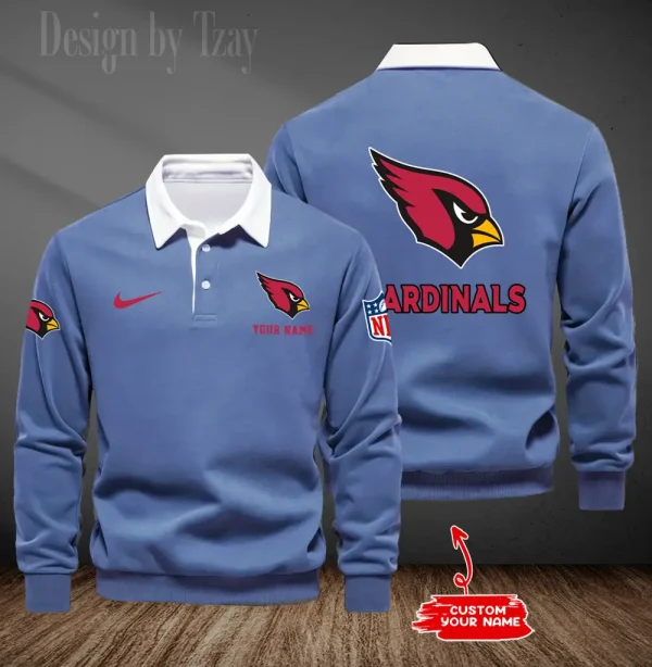 Arizona Cardinals Long Sleeve Men's Golf Polo Shirt SPTLSMGPS001 - Image 2