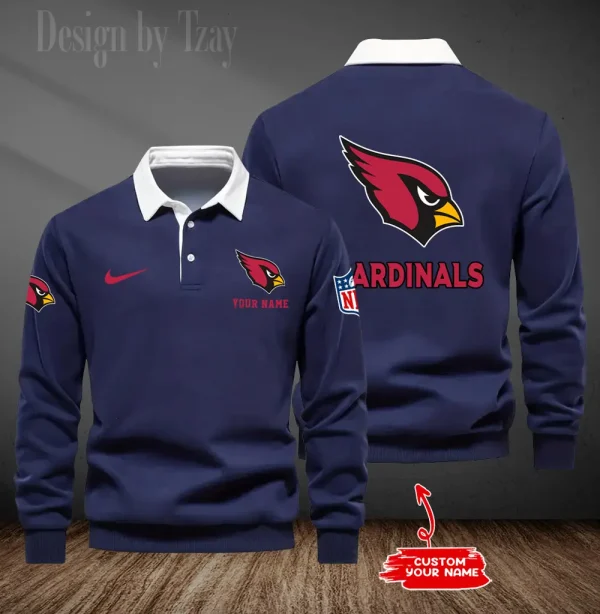 Arizona Cardinals Long Sleeve Men's Golf Polo Shirt SPTLSMGPS001 - Image 3