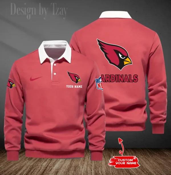 Arizona Cardinals Long Sleeve Men's Golf Polo Shirt SPTLSMGPS001 - Image 4